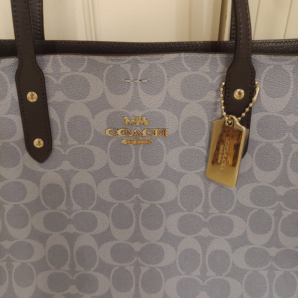 Coach Town Tote Signature Canvas Denim Midnight - Picture 5 of 7